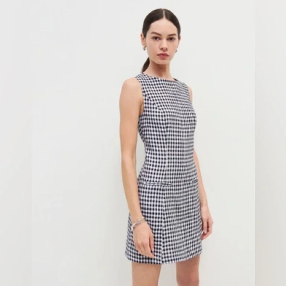 Reformation Black and White Gingham Shift Mini Dress